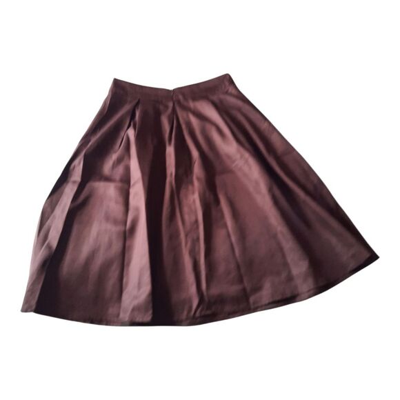 YIGE Brown Pleated A-line Midi Skirt for Night Out - Picture 3 of 3
